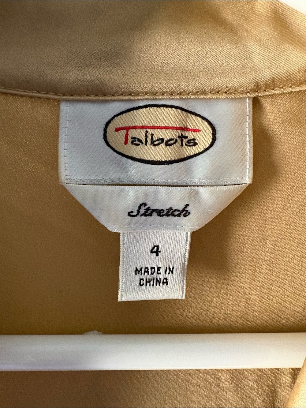Talbots Gold SILK Stretch Blouse Shirt size 4